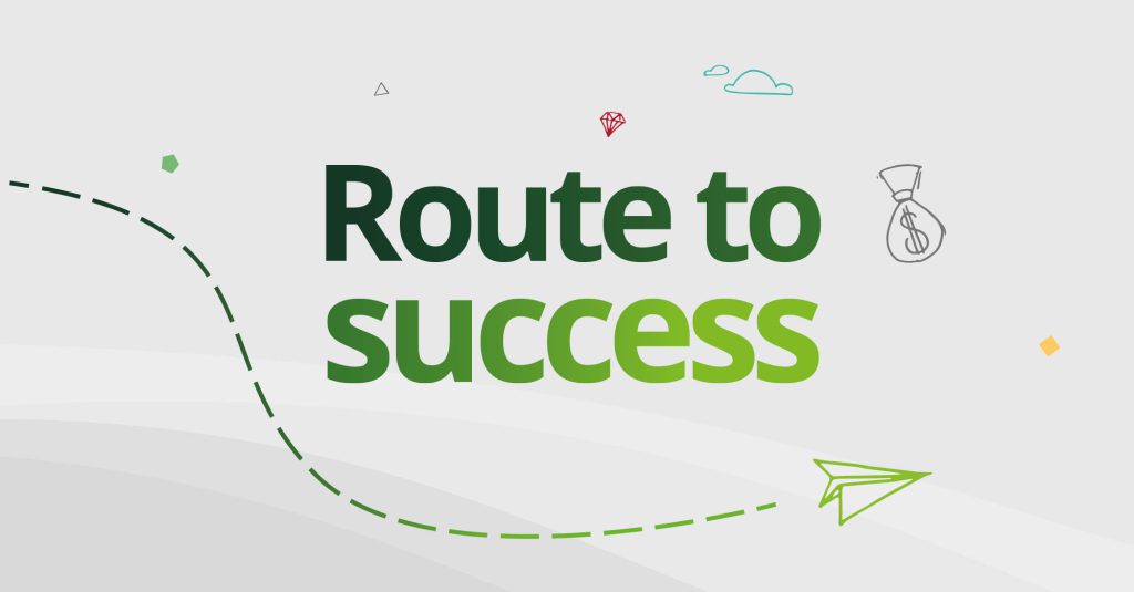 Illustration of a paper plan flying showing the Startup route to success|
